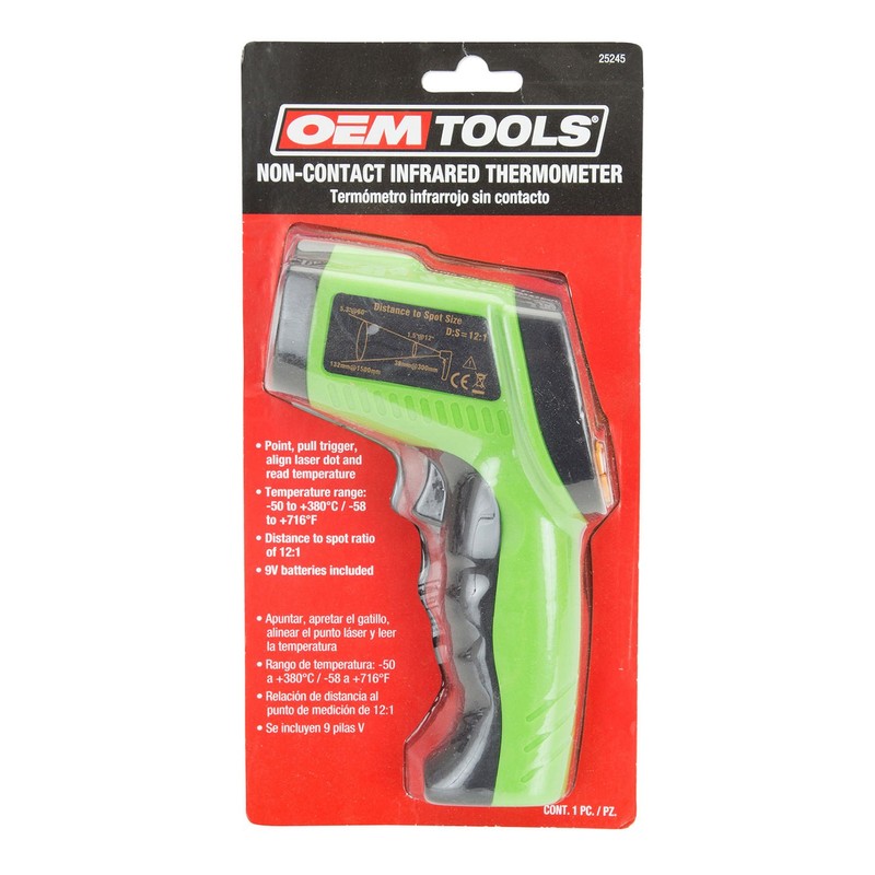 OEMTOOLS 25245 Infrared Thermometer, No-Contact Thermometer for Hot, Hazardous, and