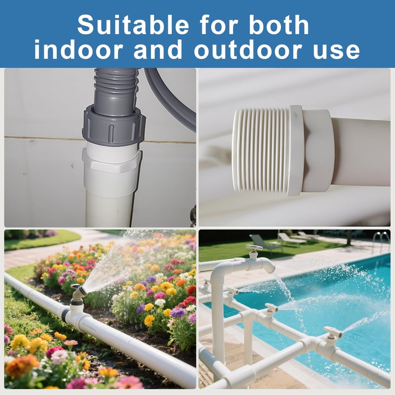1.5 Inch Male Thread PVC Fittings White 2-Way PVC Pipe
