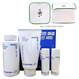 Innisfree Visa Trouble 2-Piece Set + Play Green Cosmetic Pouch (Green) / 이니스프리 비자 트러블 2종세트+플레이그린 화장품 파우치 (그린)