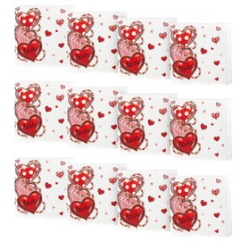 Horaldaily Valentine Cloth Napkins 18 x 18 Inch, Red Pink Love Heart Party Dinner Decoration Washable Napkins Set of 12