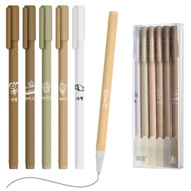 OFFCUP Rollerball Pens, 6pcs Liquid Ink Rollerball Pen, Ballpoint Pens Gel Pens Quick-Drying Ballpoint Pens Gel Ink Pens for Students Adults Stationery School Office Supplies (Brown)