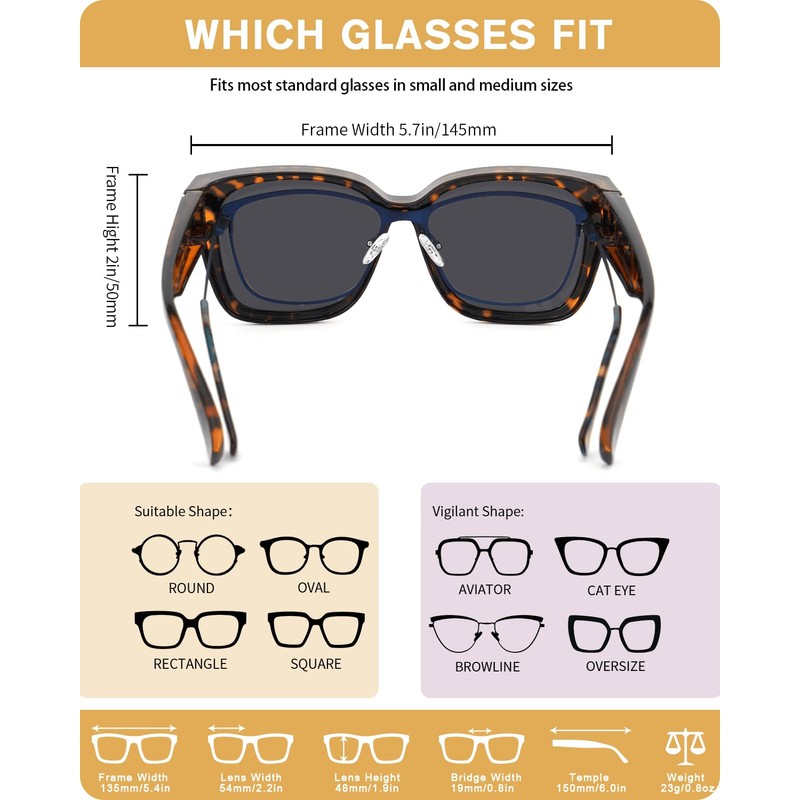 Meeloog Polarized Fit Over Glasses Sunglasses for Women UV Protection,