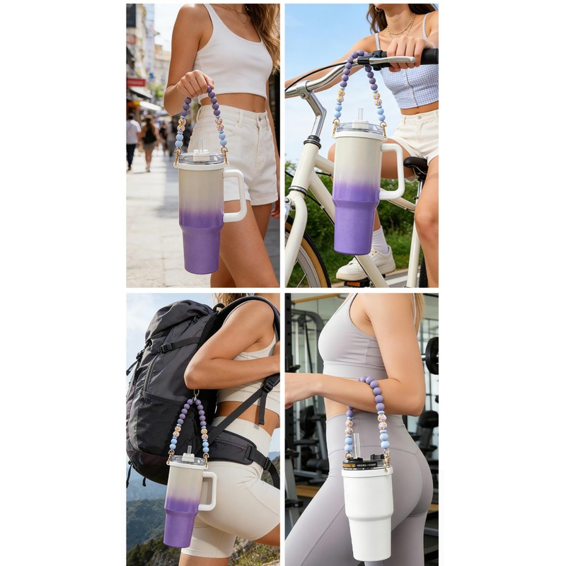 Sport Water Bottle Handle Sling Carriers Tumbler Strap (Purple)