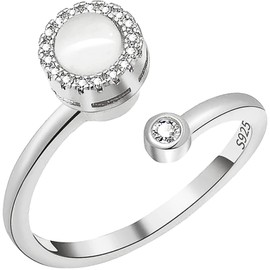 Suyi Anxiety Rings for Women Open Adjustable Fidget Ring Wedding Promise Rings Gifts Silver 2