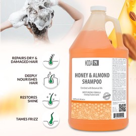 MODA MODA - Moisturizing Shampoo for All Hair Types, Honey Almond, 128 Oz, Professional - Deeply Cleanses and Conditions, Strengthens, Restores and Shine your Hair