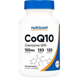 Nutricost Cápsulas blandas CoQ10 (120 porciones, 100 mg por porción), mejor absorción, suplemento CoQ10 ultra puro, sin gluten y sin OGM              