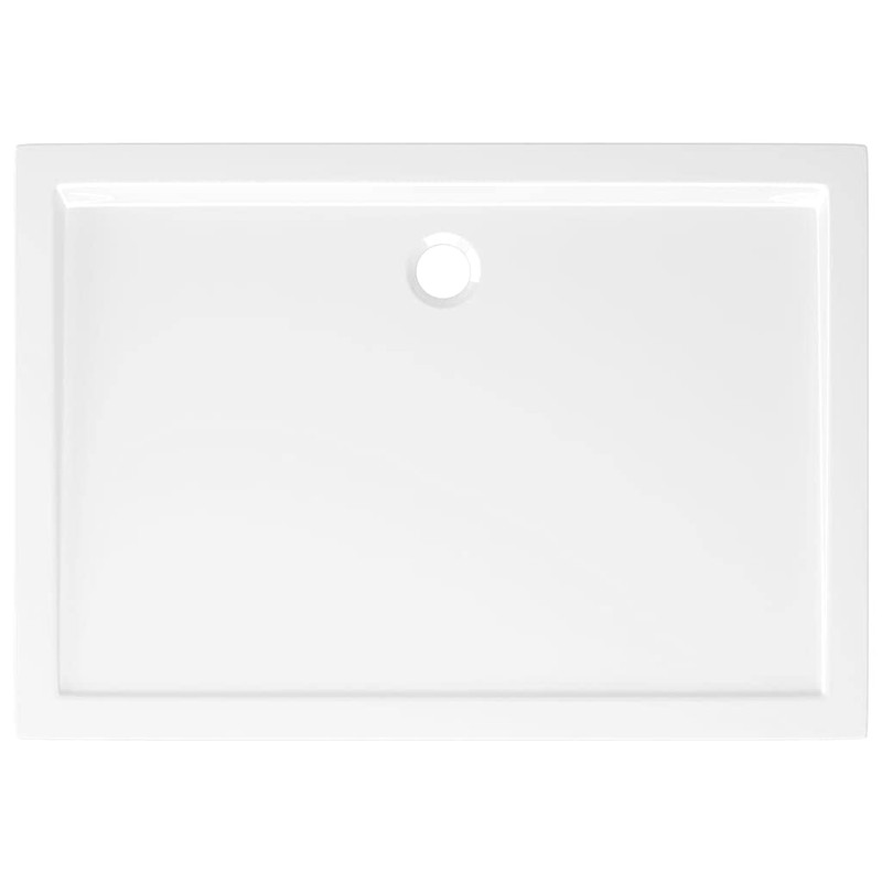 vidaXL Rectangular Shower Base Tray in High-Gloss White ABS, Fiberglass