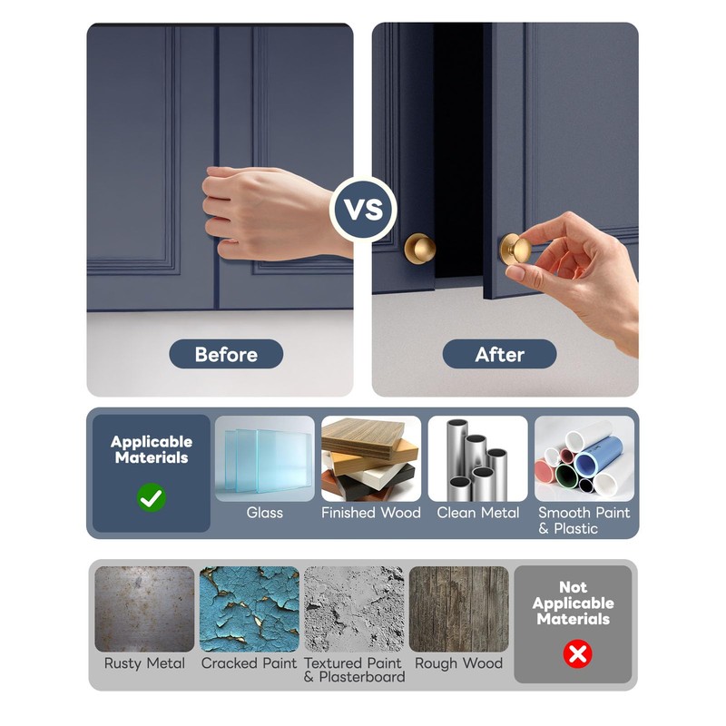 Anobeyi 5 Pack Self Adhesive Cabinet Knobs, No Drilling Self