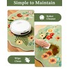 Carvapet 6ft Scalloped Green Round Rug - Sage Floral Washable