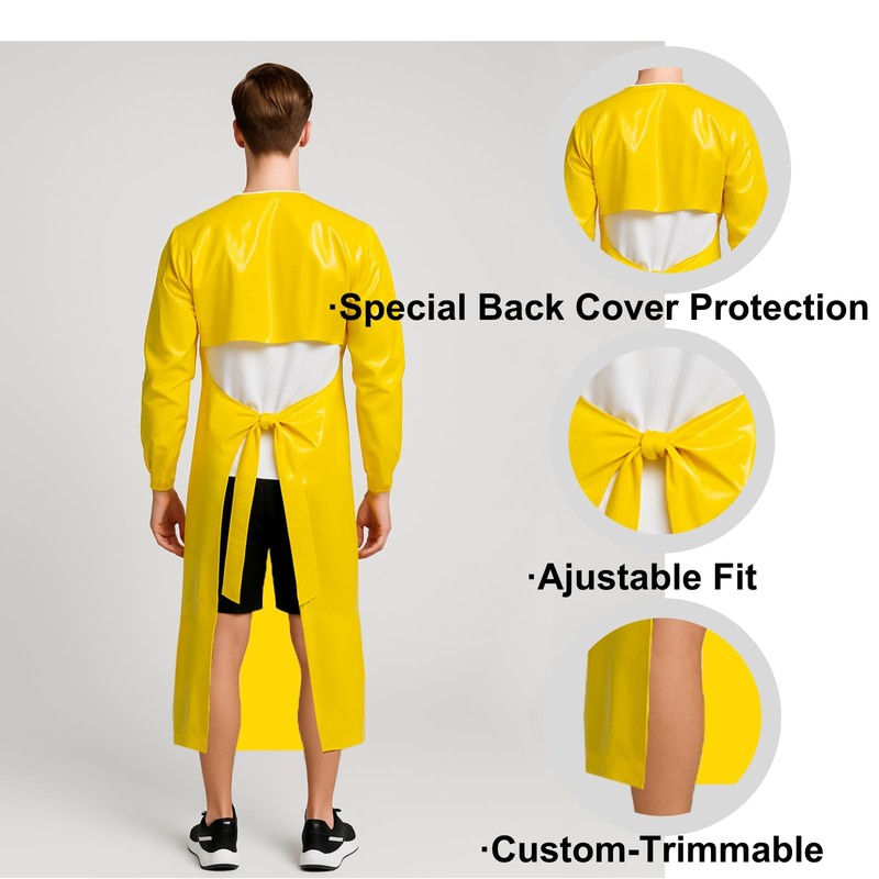 ELEBOX Waterproof Apron Smock with Long Sleeves, Safety lab Aprons