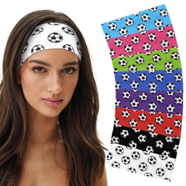 ANBALA 8Pcs Soccer Headbands for Girls Boys, Elastic Athletic Headbands for Running Yoga Workout, Sports Hairbands Soccer Team Gifts for Girls