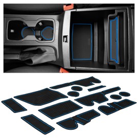 CupHolderHero fits Ford Ranger Accessories 2019-2023 Premium Custom Interior Non-Slip Anti Dust Cup Holder Inserts, Center Console Liner Mats, Door Pocket 13pc Set (SuperCrew – 5 Passenger)(Blue Trim)