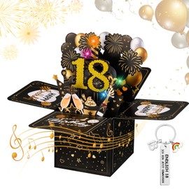 taonganui 18 Geburtstagskarte mit Musik und Licht Feuerwerk Geburtstagskarte Pusten 3D Pop Up Karte 18. Geburtstag Geschenke für Mädchen Junge Freundin