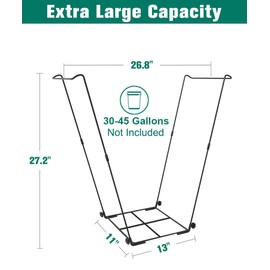 Tuohours Outdoor Trash Bag Holder Stand - Heavy Duty Metal Garden Garbage Bag Support Frame for 30-45 Gallon Capacity, Multi-Use Portable Yard Leaf Bag Stand for Leaves, Camping, Weeding, Lawn Party