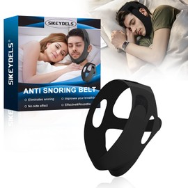 Anti-snoring chin strap, trackless chin strap for sleeping, anti-snoring devices, breathable and reusable, adjustable anti-snoring solution for men and women, black