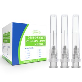 100 Pack 27 Gauge 1/2 Inch Disposable Needle with Cap,Lab Dispensing Accessories for Measuring, Individually Sealed
