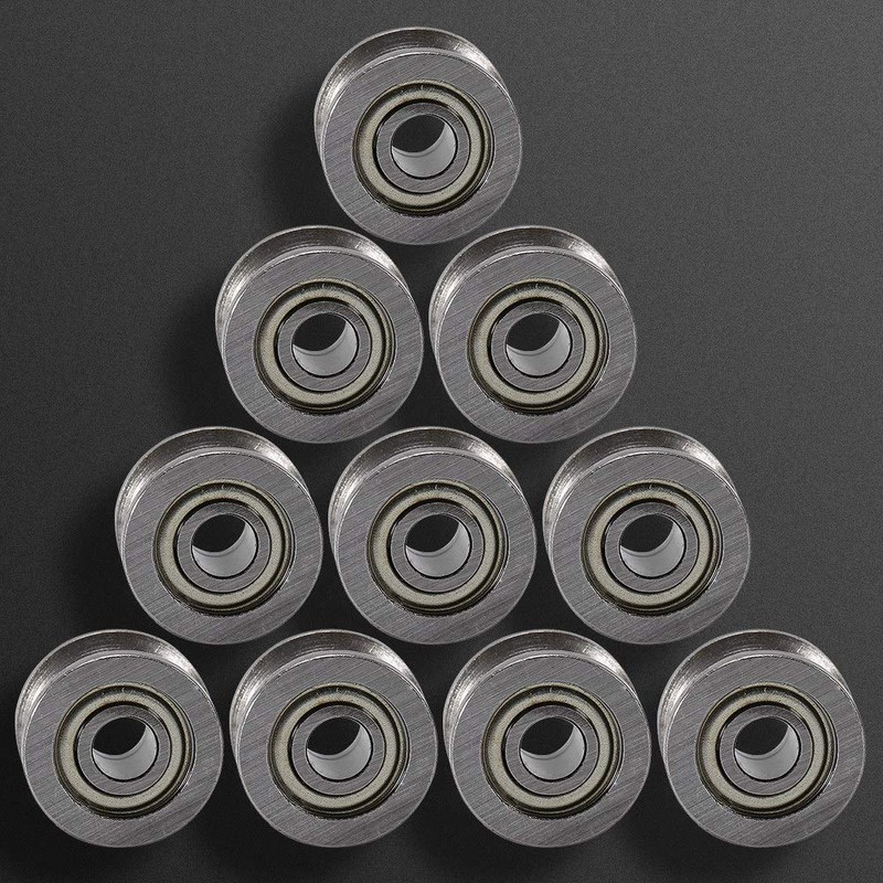 10pcs U624ZZ Miniature Steel U-groove Guide Pulley Rail Ball Bearing