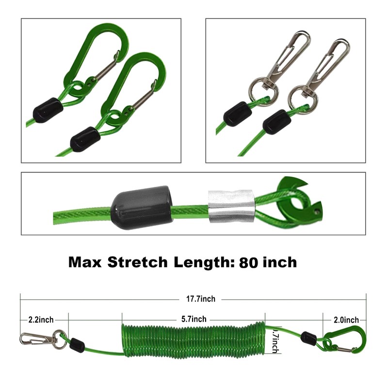 OXDFNZU Fishing Lanyard, Heavy Duty Coiled Lanyards (Green)