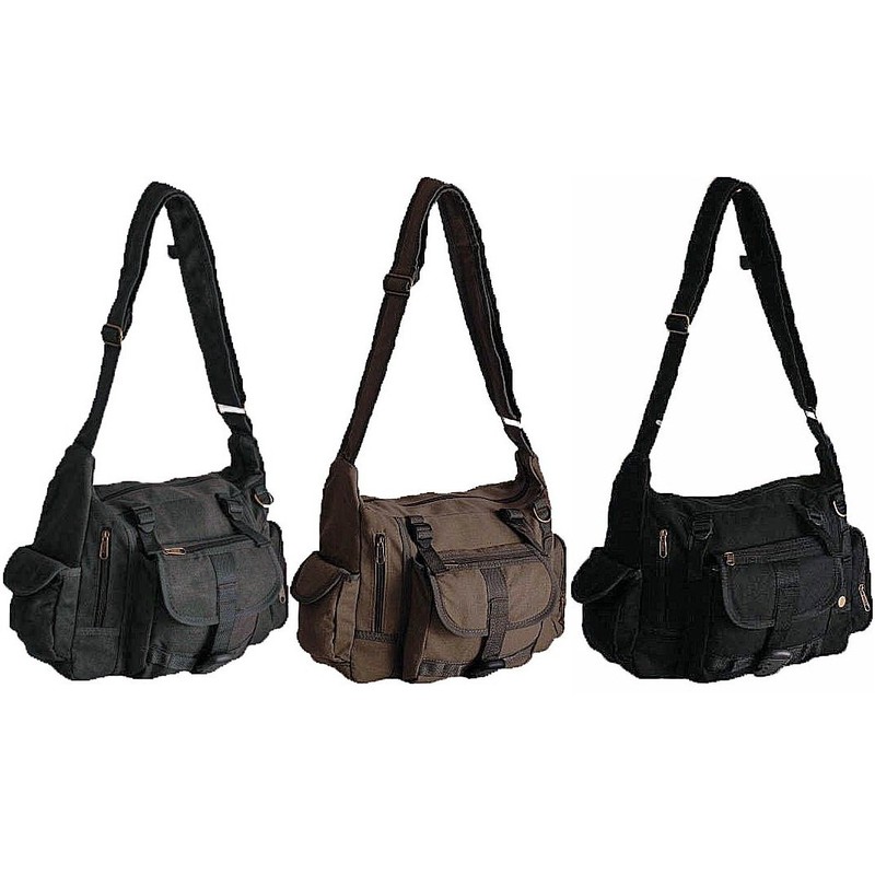 EyeCatchBags New York Cross Body Messenger Canvas Shoulder Bag Black