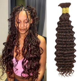 XGY Hair Braiding Hair Synthetic Boho Hair for Braiding, 18 Inch 100g Boho Braids 2 Bundles Wet and Wavy Curly Deep Wave Bulk Bohemian Extensions for Black Women (4#, 18 Inch)