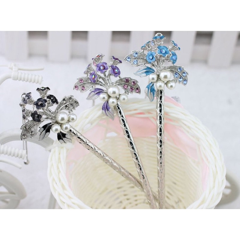 Miaomyao Kanzashi Hair Ornament, Kimono, Pearl, Bijou, Flower, Bouquet, Hair