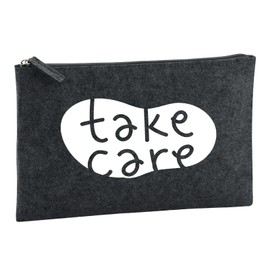 Huuraa Take Care Wash Bag Batch Gift 1 Litre Charcoal Felt Take Care Gift Idea