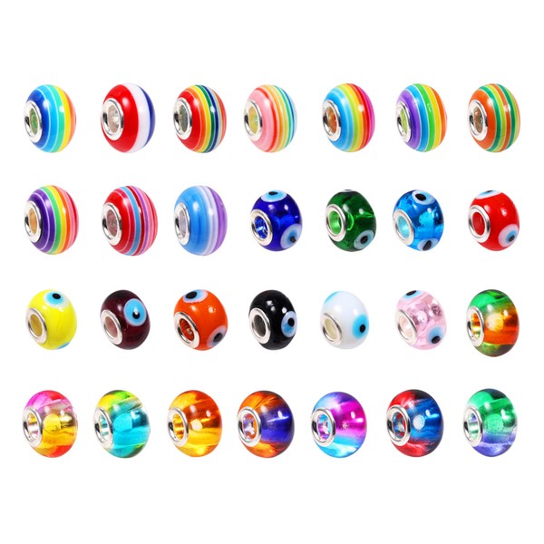 100 PCS Rainbow Glass Crystal Beads for Bracelet Making Large