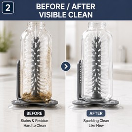 Bottle Cleaning Brush for Cups – Detachable Suction Base Cleaner for Kitchen, Baby Bottles & Travel Cups