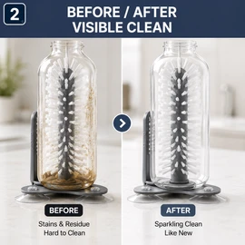 Bottle Cleaning Brush for Cups – Detachable Suction Base Cleaner for Kitchen, Baby Bottles & Travel Cups
