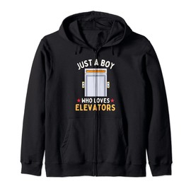 Cute Elevator Just a Boy Who Loves Elevators for Kids Boys Hooded Jacket, black