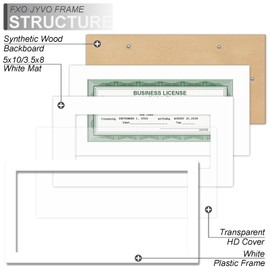 Fxojyvo 5x10 Frame White, Display Business License 3.5x8 with Mat or Picture 5x10 Without Mat Desktop or Wall for License Cosmetology Barber Salon Esthetician - 1 Pack