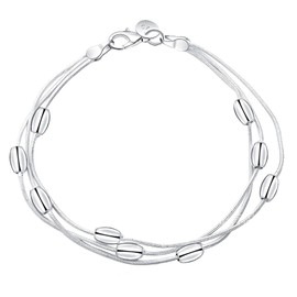 Silver Bracelet for Women,Layered Silver Bracelets, Charm Friendship Bracelets Trendy Jewelry for Ladies,Adjustable Cuff Bracelet Gift for Friend, Daughter, or for Costume Fashion Accessories