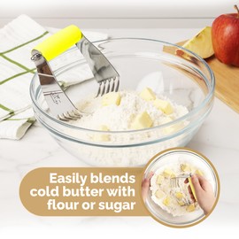 Zulay Kitchen Dough Blender - Stainless Steel Pastry Cutter, Heavy Duty Dough Cutter With Blades, Pastry Blender And Butter Cutter - Pastry Cutter For Baking (Yellow)