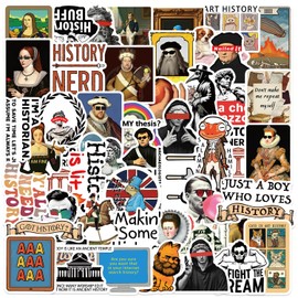 Funny History Stickers for Water Bottle,50 PCS Cute Style Scrawl Stickers Pack for Bicycle Suitcase Laptop Phone Luggage Guitar,Waterproof Vinyl Stickers for Teens Girls Children Party Favors