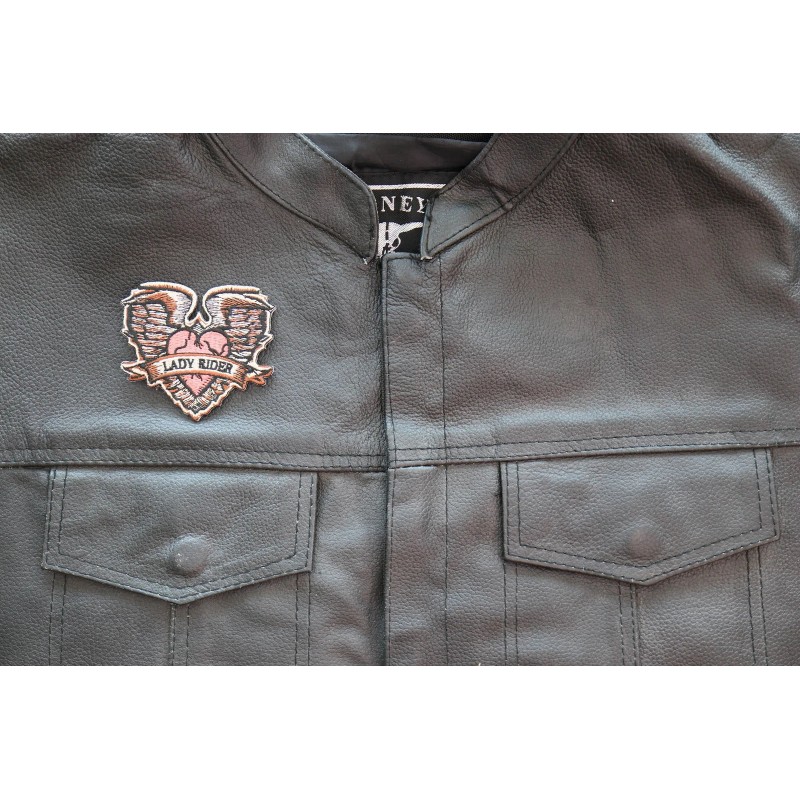 Ivamis Gothic Heart and Wings Lady Rider Patch - 3x2.75