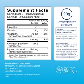 Vital Proteins Collagen Peptides Powder Advanced with Hyaluronic Acid & Vitamin C, Collagen Supplements, Unflavored, 12 Servings