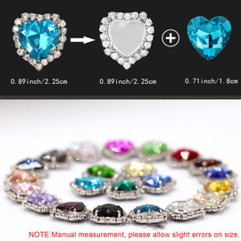 Heart Rhinestone Buttons 20pcs Large Sew on Heart Rhinestones Embellishments Flatback for Crafts Wedding Clothing Jewelry Making,Emerald