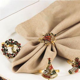 ARFUKA Napkin Rings Vintage Napkin Rings Holder Set for Dinner Wedding Holiday Christmas Thanksgiving,Party Banquet Buffet Table Setting Decor Pack of 4