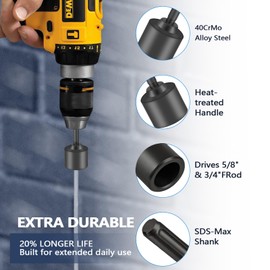 2.36” SDS Max Ground Rod Driver, Fits Universal SDS MAX Rotary Hammer - Ideal for Residential & Commercial Grounding Needs