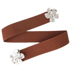 YOU&M - Cinturón elástico con hebilla plateada para mujer, corsé elástico ancho y elástico para vestido de boda, Café, Talla única