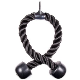 Dual Grip Triceps Rope - Universal Cable Machine Attachment - Easy Grip & Non-Slip Nylon Double Sided Rope and Rubber Bumpers for Weightlifting, Fitness, Crossfit, Curl Ups, & Home or Gym Work Outs