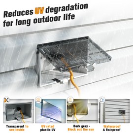 Recessed Outlet Box, DBHS1C-1 Low Profile Electrical Outlet Box, Wall Plate Kit for New Vinyl Siding, Enclosed Weatherproof Outlet Box with Duplex & Decorator Style Covers, 1-Gang, Horizontal, Clear