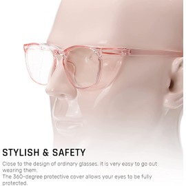 B.ANGEL Safety Glasses Safety Goggles Anti Fog, Blue Light Glasses for Men Women (Pink)