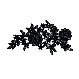 2 Pieces X Navy Blue sew on Floral lace Applique for Dress Sewing sew on Navy Blue Flower lace Motif Applique Patch (M4a)