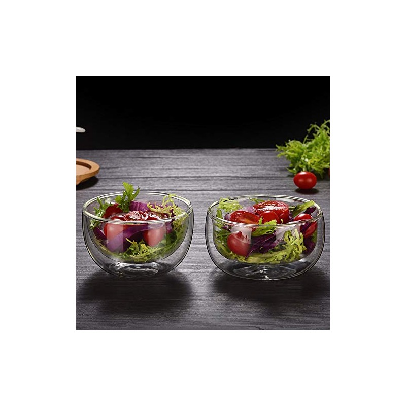 GracesDawn high temperature resistant double layer glass bowl borosilicate heat-resistant
