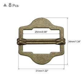 uxcell 8Pcs Metal Adjuster Slide Buckles, 20mm Webbing Strap Roller Pin Clip Buckle Tri Glide for Vest, Suit, Bag Replacement Part (Bronze)