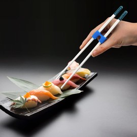 5 Pairs Chopsticks and Chop stick Helpers Set, Plastic Hinges Connector Training for Adults, Beginner, Trainers or Learner, Non-Slip Reusable and Replaceable, Dishwasher Safe Japanese(Fish)
