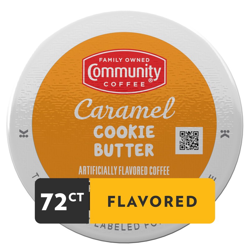 Community Coffee Caramel Cookie Butter Flavored 72 Count, Medium Roast,