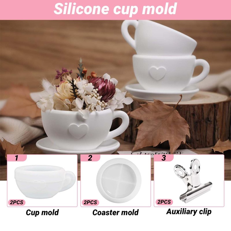 Silicone Molds for Resin, 4PCS Silicone Mould Cups and Resin