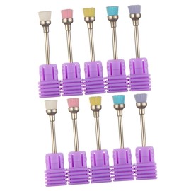 Baluue 10pcs Nail Drill Bits Cleaning Brush Professional Nail Art Dust Brush Use Transparent Yellow Easy to Use Portable